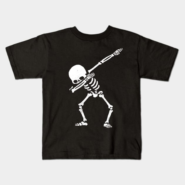 Dabbing Skeleton Shirt Dab Hip Hop Skull Dabbin White Kids T-Shirt by vo_maria